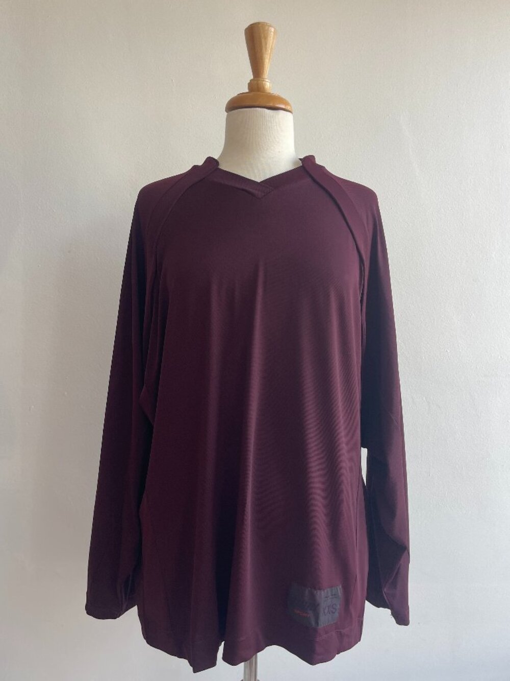 NikeSKIMS AIRY Burgundy V-Neck Oversized Long Sleeve Top - Picture 2 of 6